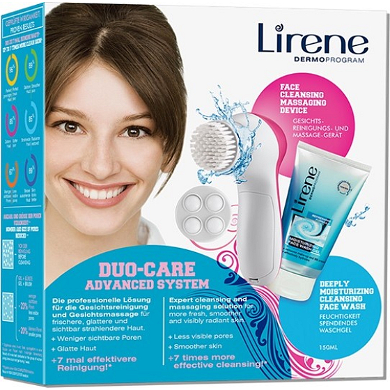 Lirene Duo Care Advanced System čisticí gel 150 ml + přístroj na čištění pleti 1 kus, dárková sada