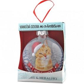 Albi Skleněná vánoční ozdobička se zvířátky - Zrzavá kočka 7,5 cm x 8 cm x 3,6 cm