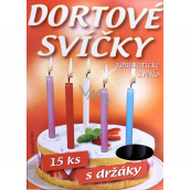 Dortové svíčky s držáky Černá 15 kusů