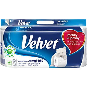 Velvet Soft White 3vrstvý toaletní papír, 8 rolí, 18,3 m role