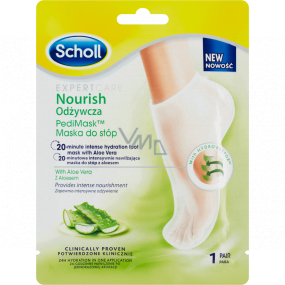 Scholl PediMask Expert Care Aloe Vera 20 minutová vyživující maska na nohy s aloe vera, 1 pár navlékacích ponožek