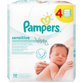 Pampers Sensitive vlhčené ubrousky pro citlivou pokožku dětí 4 x 56 kusů