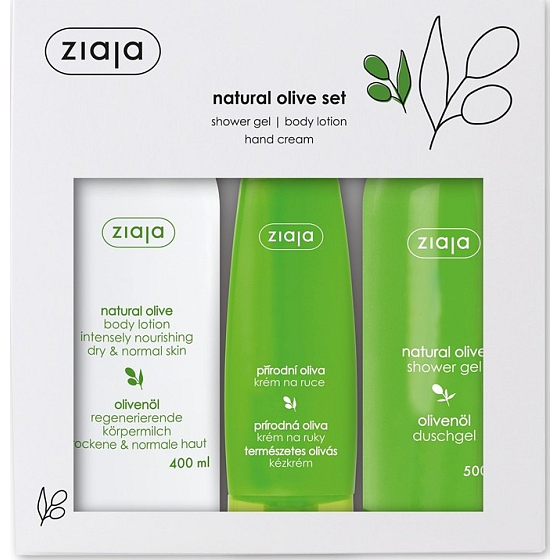 Ziaja Oliva sprchový gel 500 ml + tělové mléko 400 ml + krém na ruce 80 ml, kosmetická sada