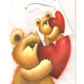 Nekupto Dárková papírová taška 14 x 11 x 6,5 cm Medvídek srdce 1 kus T329 02