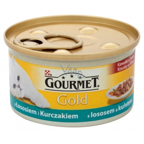 Gourmet Gold Cat Losos a kuřecí kousky konzerva pro dospělé kočky 85 g