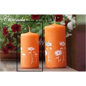 Lima Citronela repelentní svíčka proti komárům vonná s motivem květin oranžová válec 50 x 100 mm