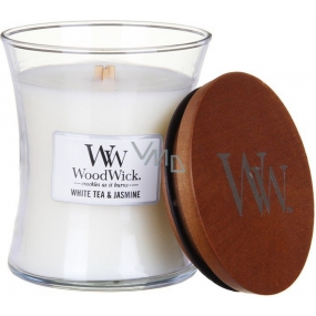 WoodWick White Tea & Jasmine - Bílý čaj a Jasmín vonná svíčka s dřevěným knotem a víčkem sklo střední 275 g