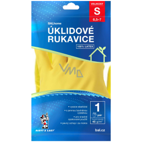 Balhome Rukavice latexové úklidové žluté velikost S 1 pár