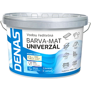 DENAS UNIVERZÁL-MAT vrchní barva na dřevo, kov a beton, 0100 bílá, 5 kg DENAS UNIVERZÁL-MAT vrchní barva na dřevo, kov a beton, 0100 bílá, 5 kg