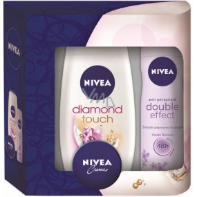 Nivea Double antiperspirant sprej 150 ml + Diamond Touch sprchový gel 250 ml + krém 30 ml pro ženy kosmetická sada
