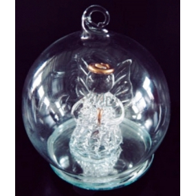 Koule skleněná s andělem svítící Led 6 cm
