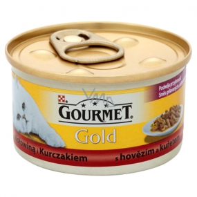 Gourmet Gold Cat Hovězí a kuře konzerva pro dospělé kočky 85 g