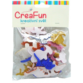 CreaFun Samolepicí dekorace Dino Eva se třpytkami mix barev 37 x 30, 65 x 40 mm 40 kusů