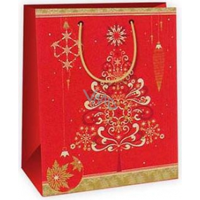 Ditipo Dárková papírová taška 18 x 10 x 22,7 cm červená stromeček C