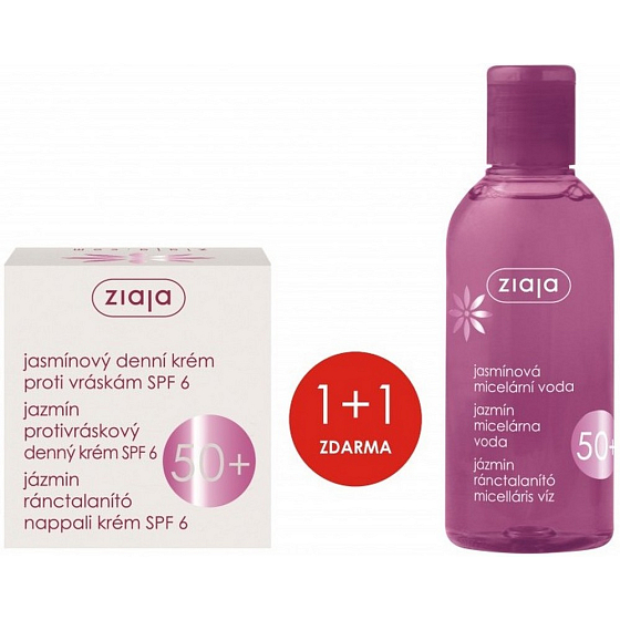 Ziaja Jasmín SPF 6 denní krém proti vráskám 50 ml + Jasmín 50+ micelární voda 200 ml, duopack