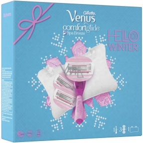 Gillette Venus ComfortGlide Spa Breeze holicí strojek + náhradní hlavice 2 kusy + polštářek do vany, kosmetická sada pro ženy