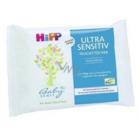 HiPP Babysanft Ultra Sensitive čisticí vlhčené ubrousky bez parfému pro děti 52 kusů