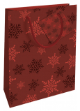 Nekupto Dárková papírová taška 14 x 11 x 6,5 cm Vánoční červená vločky WBS 1918 30