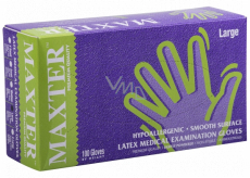 Maxter Rukavice hygienické jednorázové latexové hypoalergenní pudrované, velikost L, box 100 kusů