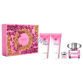 Versace Bright Crystal toaletní voda 90 ml + tělové mléko 100 ml + sprchový gel 100 ml + toaletní voda 5 ml miniatura, dárková sada pro ženy