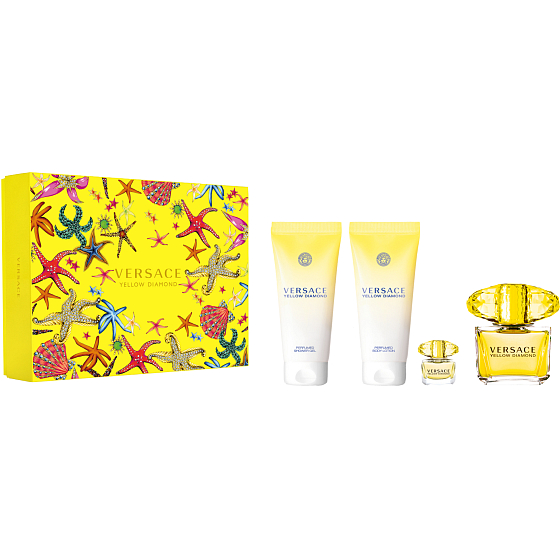 Versace Yellow Diamond toaletní voda 90 ml + sprchový gel 100 ml + tělové mléko 100 + toaletní voda miniatura 5 ml, dárková sada pro ženy
