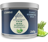 Glade Aromatherapy Calm Mind Bergamot + Lemongrass vonná velká svíčka ve skle, doba hoření 60 h 260 g