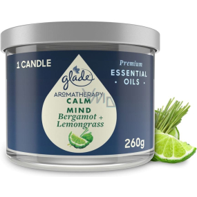 Glade Aromatherapy Calm Mind Bergamot + Lemongrass vonná velká svíčka ve skle, doba hoření 60 h 260 g