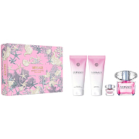 Versace Bright Crystal Pour Femme toaletní voda 90 ml + tělové mléko 100 ml + sprchový gel 100 ml + toaletní voda 5 ml miniatura, dárková sada pro ženy