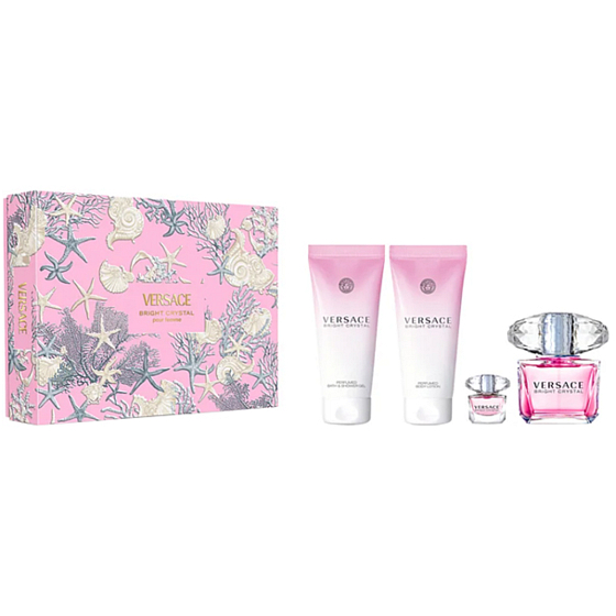 Versace Bright Crystal toaletní voda 90 ml + tělové mléko 100 ml + sprchový gel 100 ml + toaletní voda 5 ml miniatura, dárková sada pro ženy