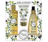 Jeanne en Provence Divine Olive sprchový olej 250 ml + krém na ruce 75 ml + vyživující olej na tělo, obličej a vlasy 150 ml, kosmetická sada