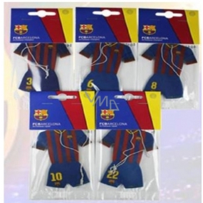 FC Barcelona aromatická vonná karta do auta ve tvaru oblečení hráčů klubu