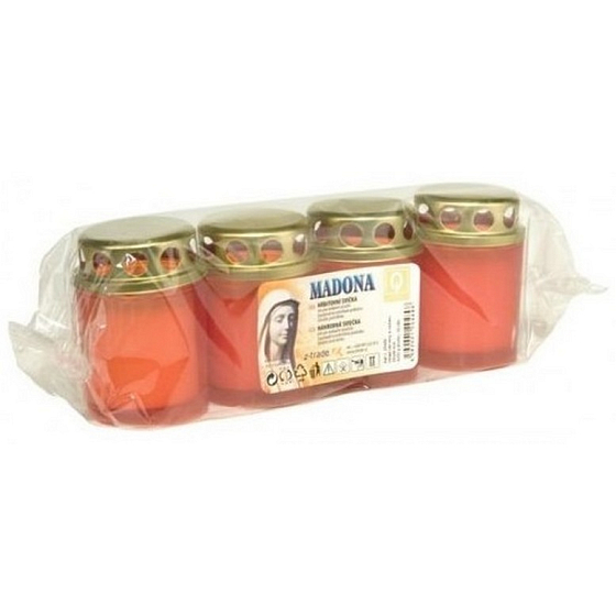 Madona Hřbitovní svíčka bedronka lisovaná červená 15 hodin 4 x 55 g