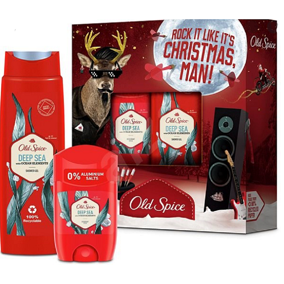 Old Spice Deep Sea Fun antiperspirant deodorant stick 50 ml + 2v1 sprchový gel na tělo a vlasy 250 ml, kosmetická sada pro muže