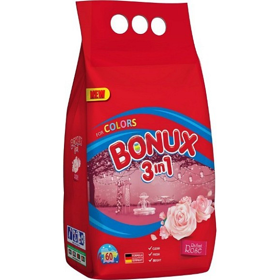 Bonux Color Radiant Rose 3v1 prací prášek na barevné prádlo 60 dávek 4,5 kg