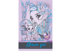 Ditipo Relaxační omalovánky Dream girl v pevné vazbě A4 fialové 10 stran