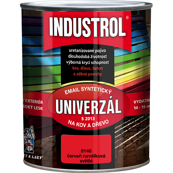 Industrol S2013 univerzál lesk vrchní barva na kov a dřevo, 8140 světlá červeň rumělka, 600 ml