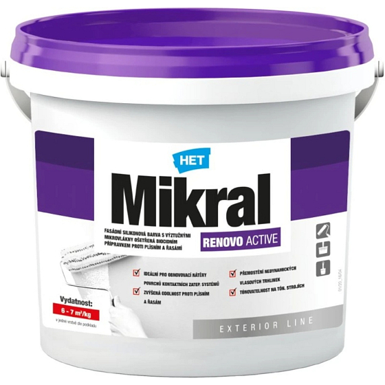 Het Mikral Renovo Active silikonová fasádní barva, bílá 3 kg