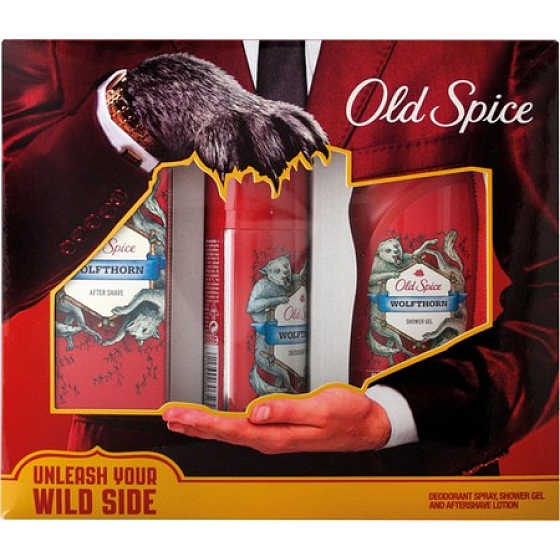 Old Spice Wolfthorn deodorant sprej 125 ml + sprchový gel 250 ml + voda po holení 100 ml, kosmetická sada