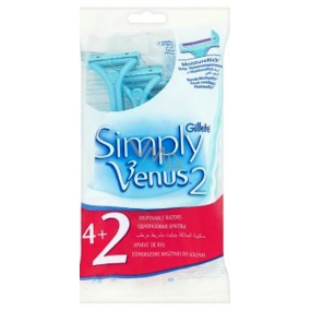 Gillette Venus 2 Simply pohotová holítka s zvlhčujícím páskem 4 + 2 kusy pro ženy