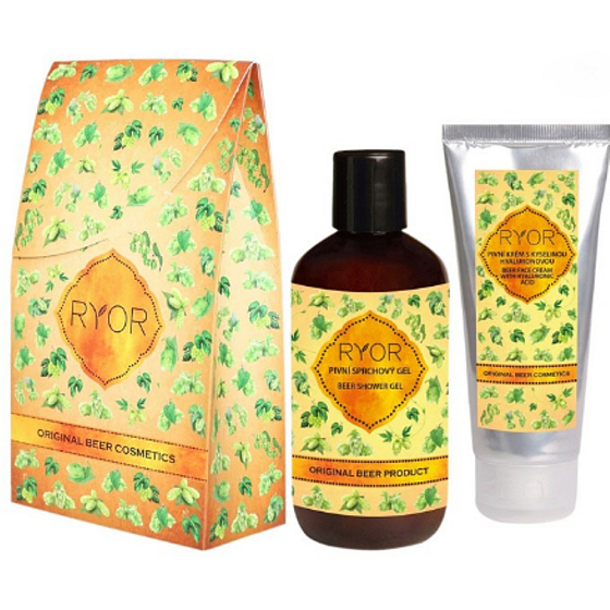 Ryor Pivní kosmetika krém s kyselinou hyaluronovou 100 ml + sprchový gel 250 ml, kosmetická sada