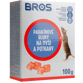 Bros parafínové bloky na myši, krysy a potkany, 100 g Bros parafínové bloky na myši, krysy a potkany, 100 g