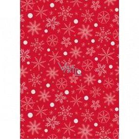 Ditipo Dárkový balicí papír 70 x 200 cm Vánoční červený bílo-zlaté vločky