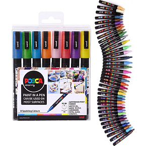 Posca Univerzální sada akrylátových popisovačů 0,9 - 1,3 mm Mix třpytivých barev 8 kusů PC-3M