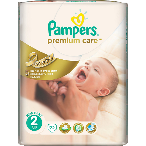 Pampers Premium Care 2 Mini 3-6 kg plenkové kalhotky 72 kusů