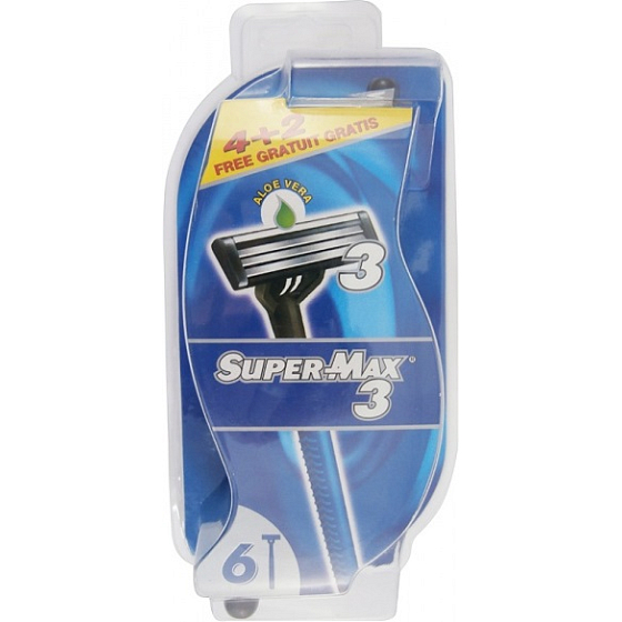 Super-Max 3 for Men jednorázový 3břitý holicí strojek 6 kusů