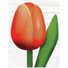Bohemia Gifts Dřevěný tulipán oranžovo-bílý 20 cm