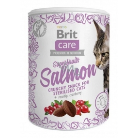 Brit Care Cat Snack Křupavý lososový pamlsek se šípkem a brusinkami doplňkové krmivo pro dospělé kočky 100 g