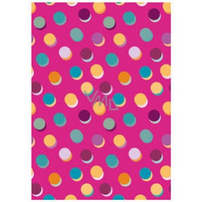 Ditipo Dárkový balicí papír 70 x 200 cm Růžový, barevná kolečka