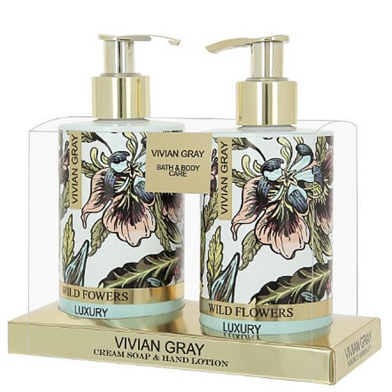 Vivian Gray Wild Flowers luxusní tekuté mýdlo 250 ml + mléko na ruce 250 ml, kosmetická sada
