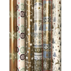 Zoewie Dárkový balicí papír 70 x 150 cm Vánoční zlato stříbrné pruhy